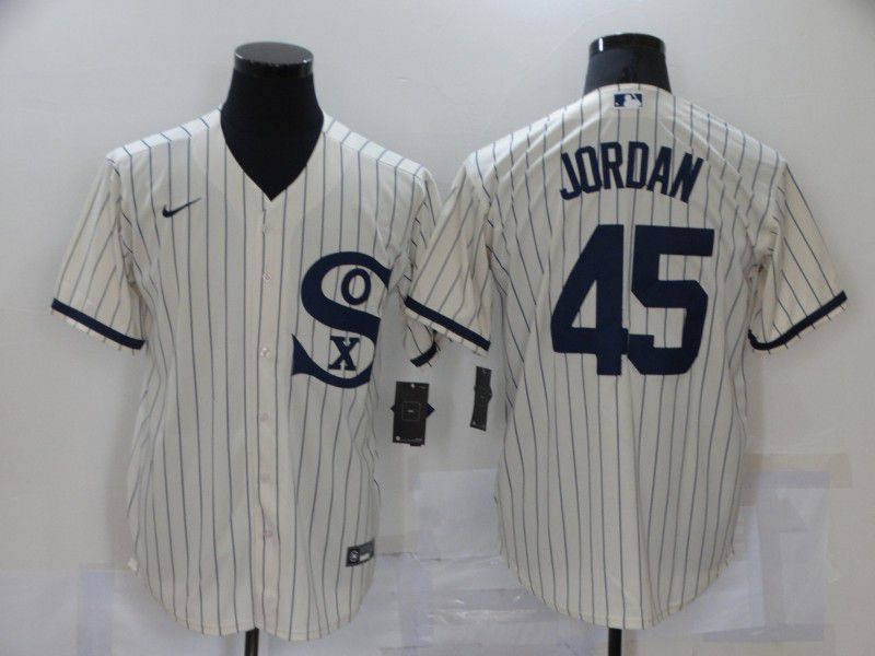 Men Chicago White Sox 45 Jordan Cream stripe Dream version Game Nike 2021 MLB Jerseys